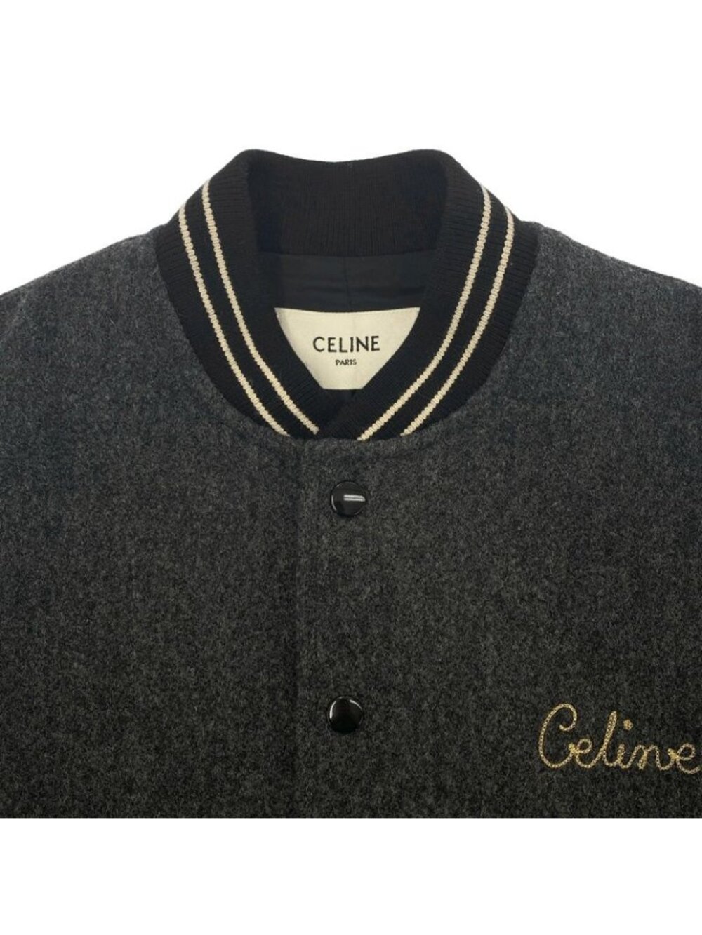 Celine Embroidery Teddy Jacket Stadium Gray 34 - Gem